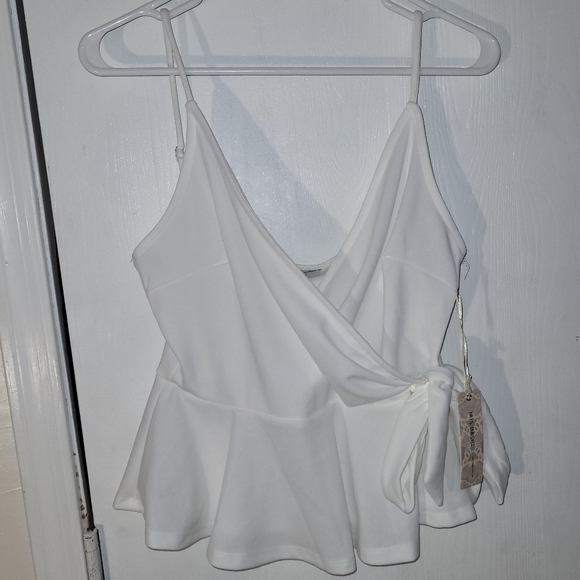 NEW Iris White Tie Side Thin Strap Blouse - Picture 2 of 8